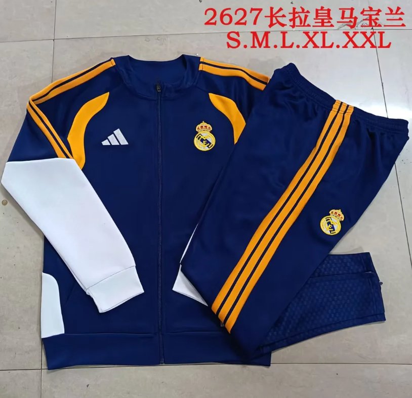 AAA Quality Real Madrid 26/27 Tracksuit - Dark Blue/Orange